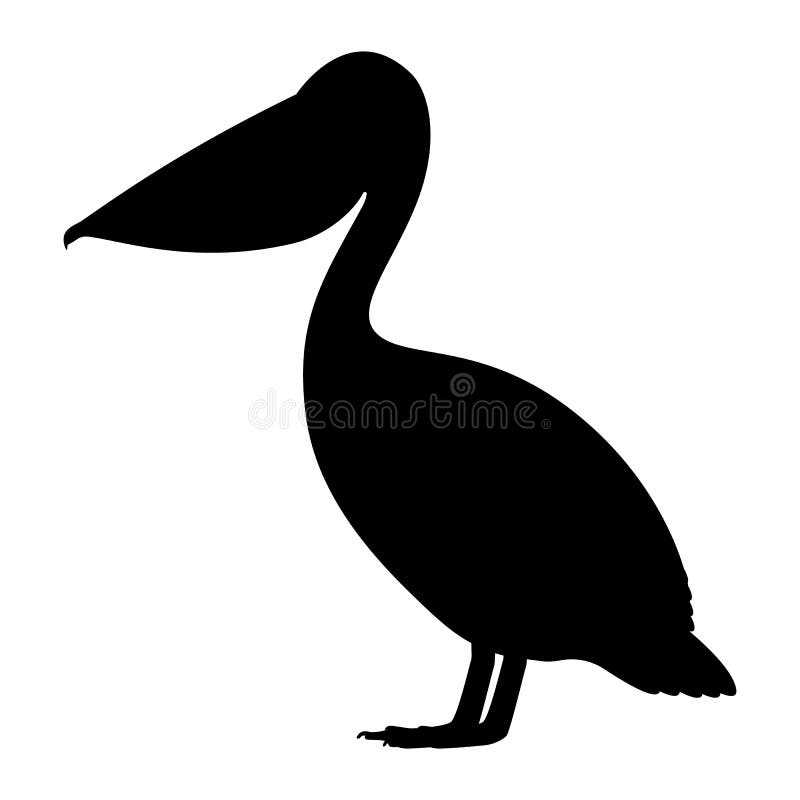 Vector illustration of black silhouette of pelican stock illustration