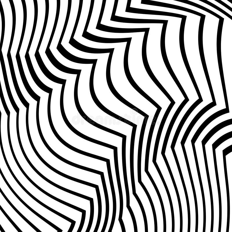 Abstract Pattern of Wavy Stripes or Rippled 3D Relief Black and White