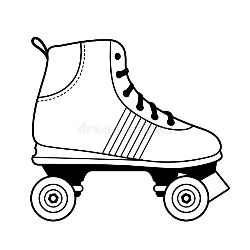 Black and white roller skating shoe illustration