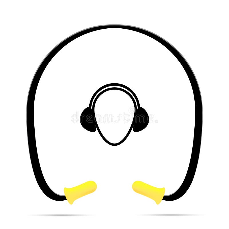 Vector Illustration of Black and Yellow Safety Ear Plugs Stock