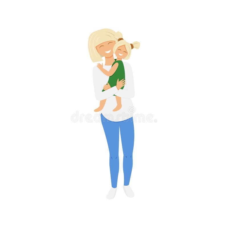 Mother and Two Daughters Illustration Blonde Mommy and Me 