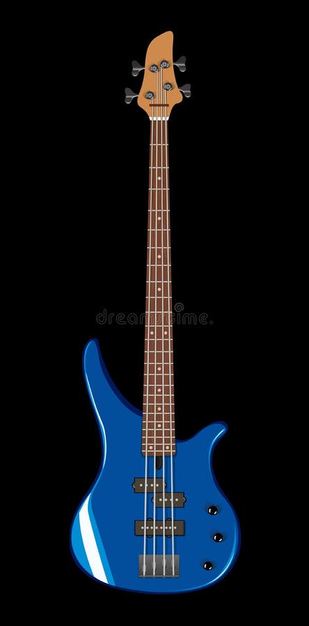 Vector illustration of blue bass guitar