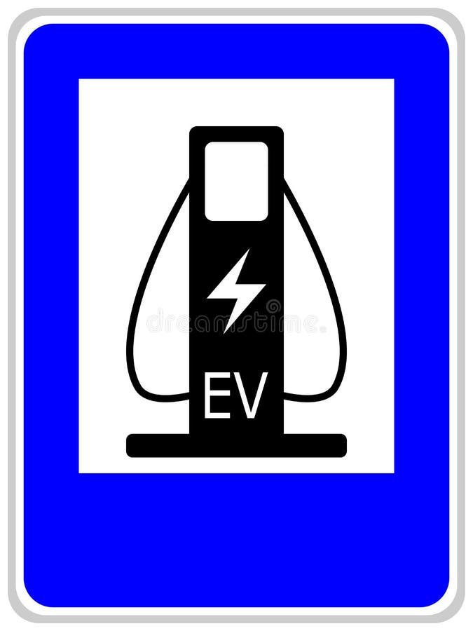 Vektor ilustrace z modrý provoz zobrazené dvě kabely nabíjení elektrický auta zelený energie.