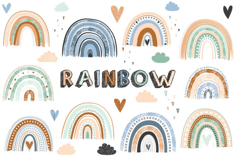 A vector illustration of Boho rainbow collections set.  Perfect for invitation, web design, scrapbooking, papers, card making, stationery, card and many more. A vector illustration of Boho rainbow collections set.  Perfect for invitation, web design, scrapbooking, papers, card making, stationery, card and many more.