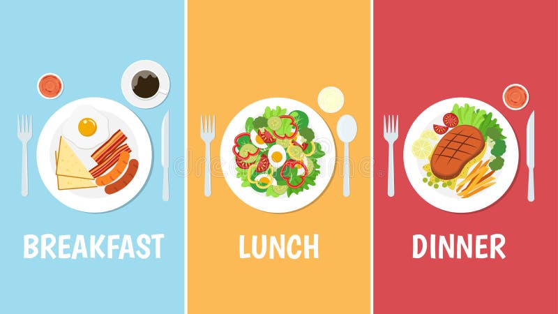 Breakfast Lunch Dinner Stock Illustrations – 53,676 Breakfast ...