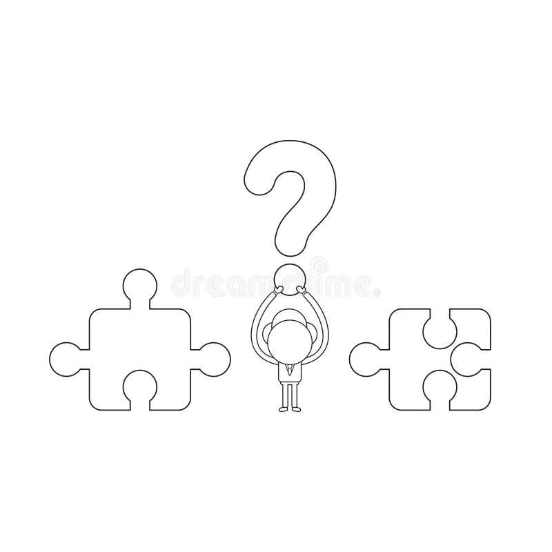 Holding Up The Line For Crossword Clue Vector Illustration Of Businessman Character Holding Up Question Mark