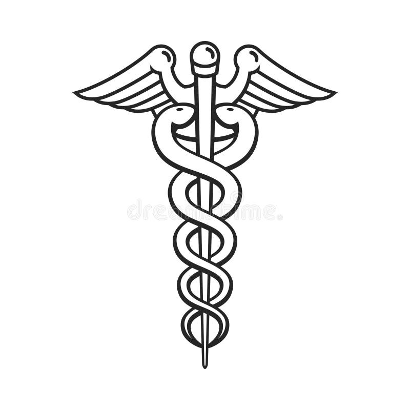 Single One Line Drawing Caduceus Medical Stock Vector (Royalty Free)  2012387519 | Shutterstock