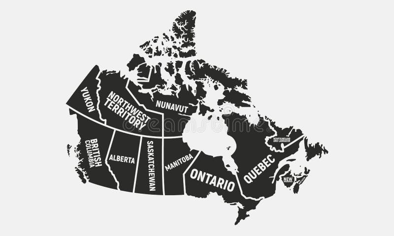 Map of the Canada with Provinces and Territories Isolated on a White