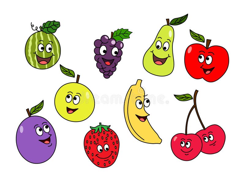 Cartoon Fruit Characters. Stock Vector - Illustration of fruit, cherry: 110748325 Cartoon Fruit Characters. Stock Vector - Illustration of fruit, cherry: 110748325