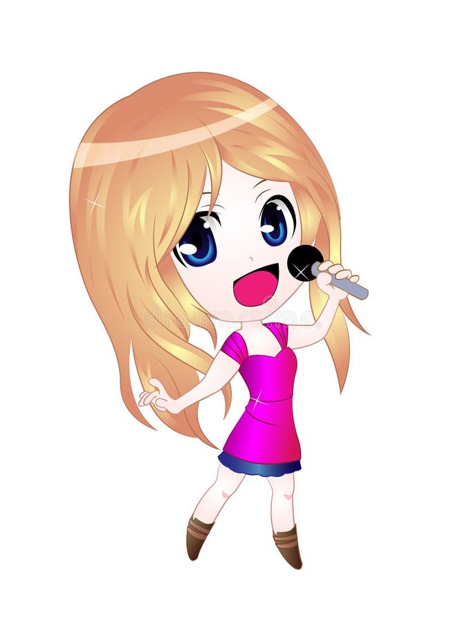 Vector Illustration Cartoon Girl Singer Stock Vector - Illustration of anime,  girl: 96922689