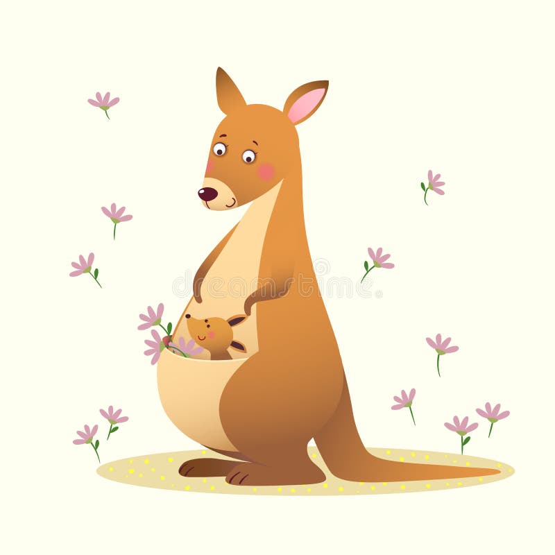 Cute Cartoon Kangaroo with Her Little Cute Baby Kangaroo on Yellow Background Stock Vector - Illustration of cute, joey: 181238367 Cute Cartoon Kangaroo with Her Little Cute Baby Kangaroo on Yellow Background Stock Vector - Illustration of cute, joey: 181238367
