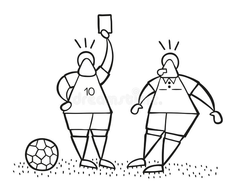 Vector cartoon soccer player man showing red card to referee. vector illustration Vector cartoon soccer player man showing red card to referee. vector illustration