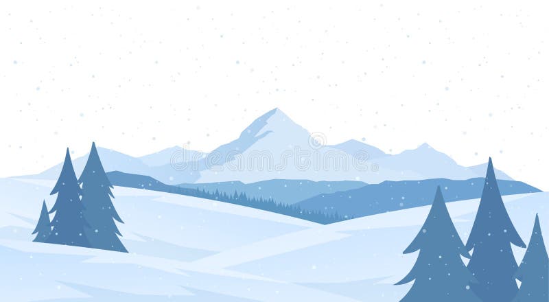 Cartoon Winter Snowy Mountains Flat Landscape with Pines and Hills Stock  Vector - Illustration of design, cartoon: 157454157