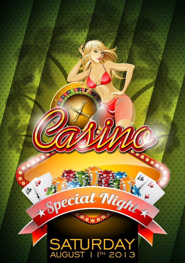 Vector illustration on a casino theme with girl