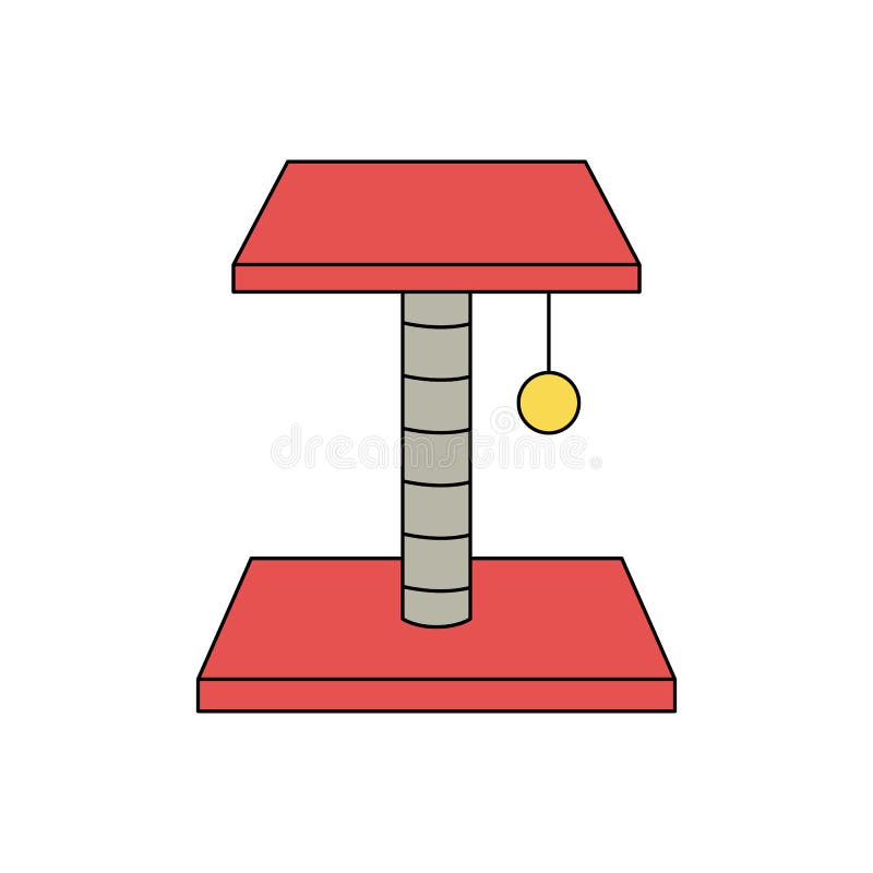 Vector Illustration of Cat Scratching Post on White Background. Stock