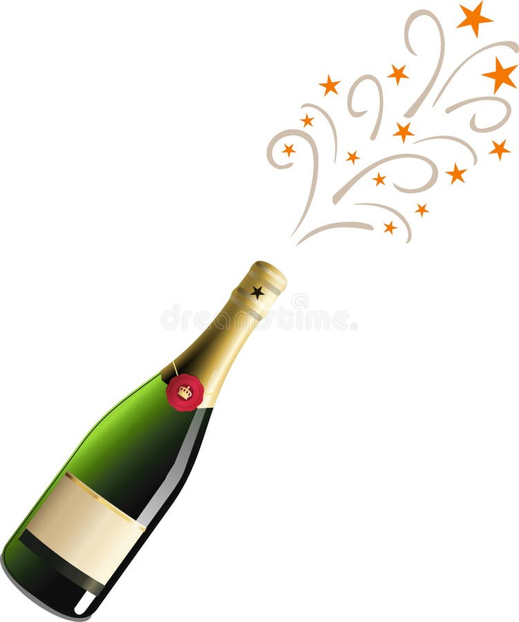 Champagne bottle on white isolated background. New year, christmas, birthday, valentine`s day celebration, romance