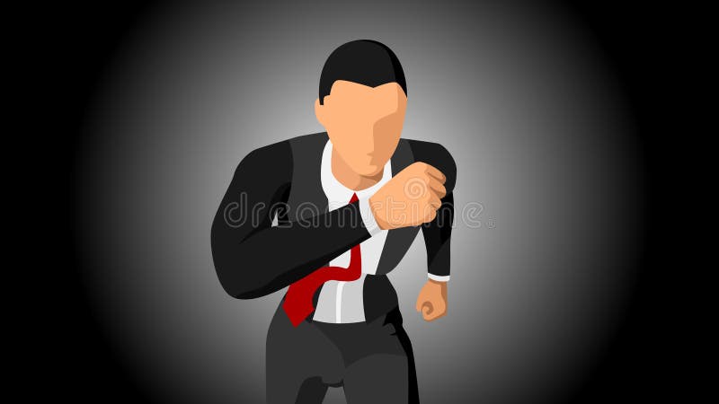 Vector illustration of the character of a businessman running, facing the front. with a dark background. file vector vector illustration Vector illustration of the character of a businessman running, facing the front. with a dark background. file vector vector illustration
