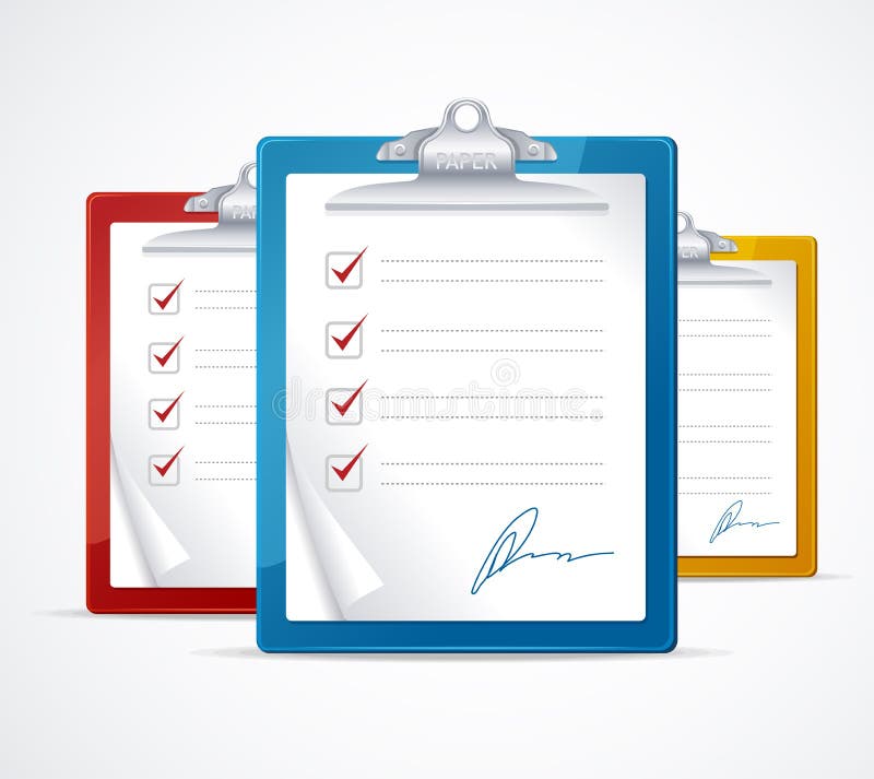 Vector illustration of check list and signature royalty free illustration