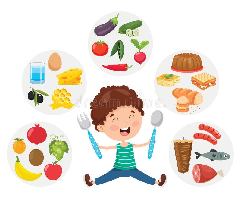 Vector Illustration of Children Food Concept Stock Vector ...