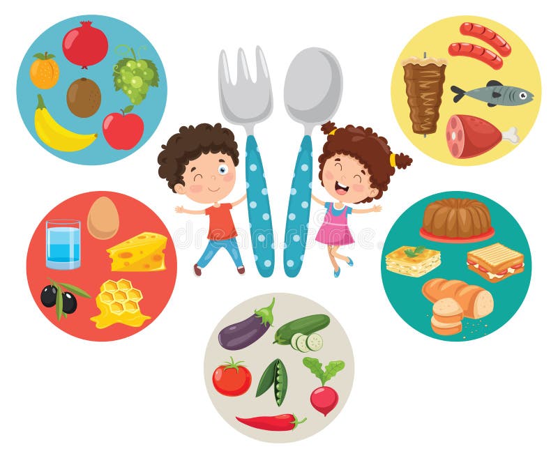 Vector Illustration of Children Food Concept Stock Vector ...