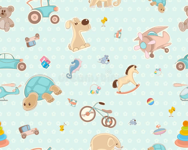 Children`s Seamless Texture Stock Vector Illustration of cute