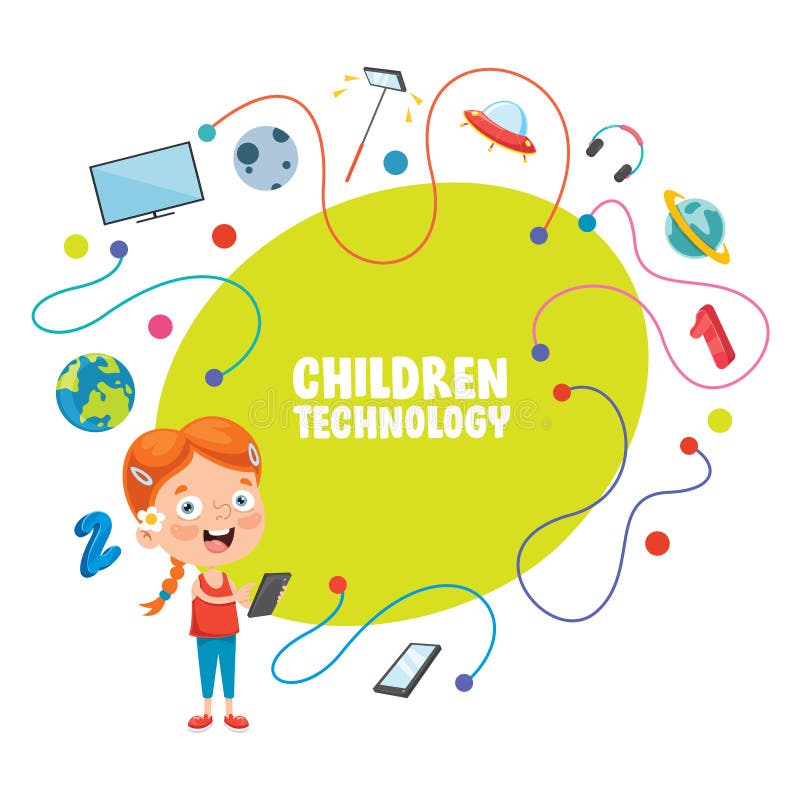 Vector Illustration Of Children Technology royalty free illustration