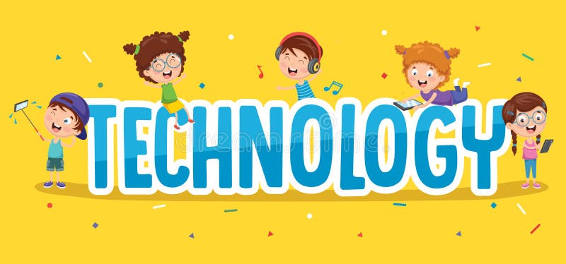 Vector Illustration Of Children Technology royalty free illustration