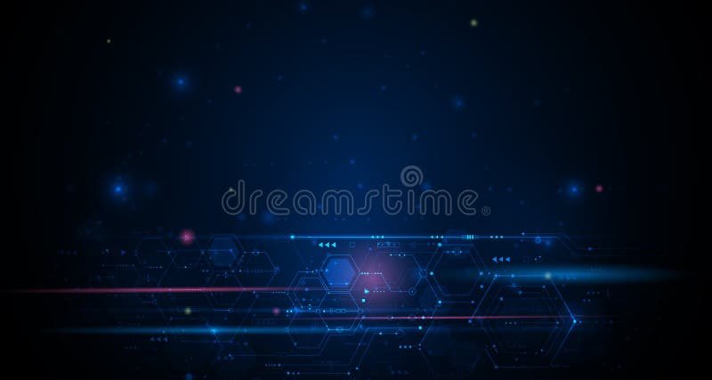Vector illustration circuit board and hexagons background royalty free illustration