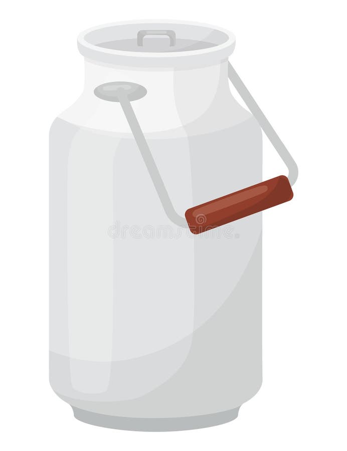 Vector Illustration of a Classic White Milk Can with a Lid and a Red