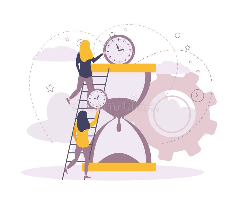 Vector Illustration. Clock and People Stock Vector Illustration of