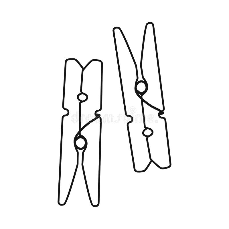 Vector Illustration of Clothespin and Wood Icon. Collection of ...