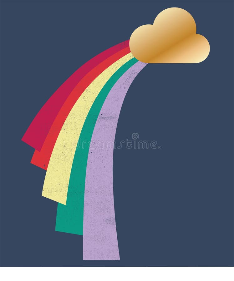 Vector illustration of cloud with rainbow stock illustration