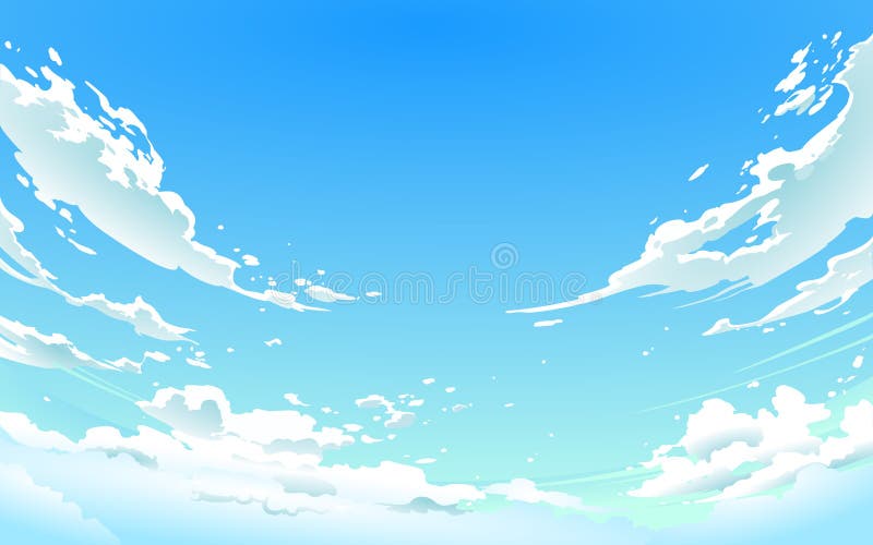 Vector illustration of cloudy sky in Anime style.