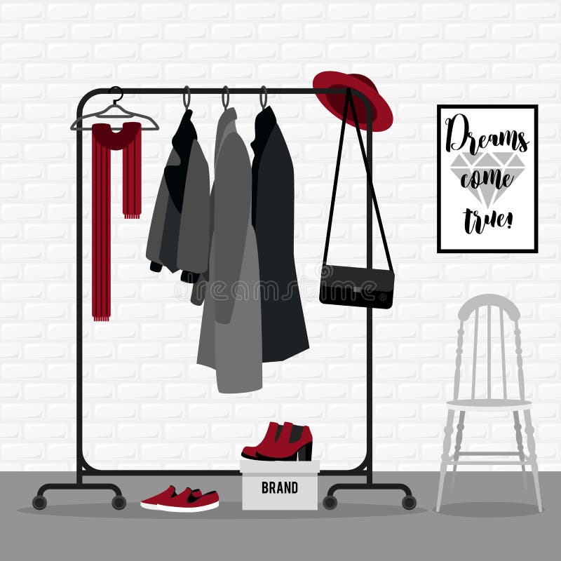 Clothing Rack Stock Illustrations – 18,011 Clothing Rack Stock