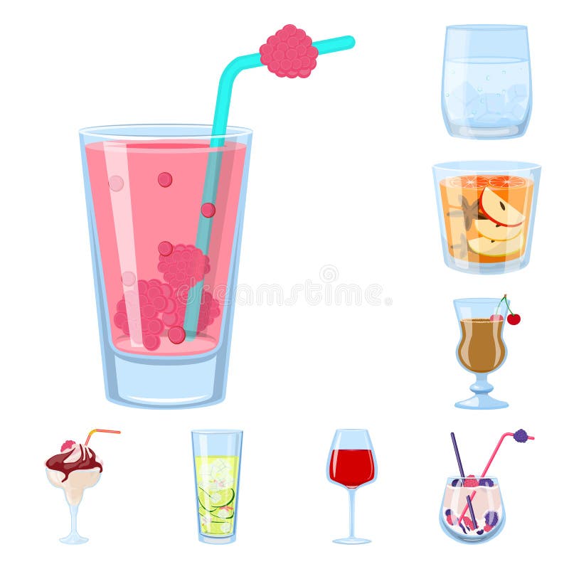 Vector design of cocktail and drink icon. Collection of cocktail and ice stock vector illustration.