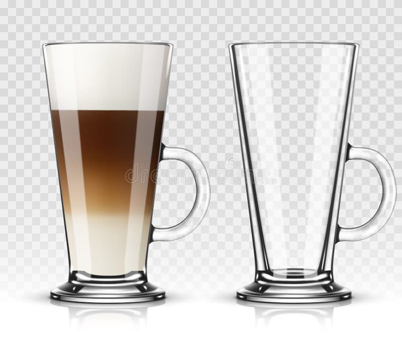 Glass with Latte Macchiato on Transparent Background Stock Illustration -  Illustration of cream, closeup: 112655835