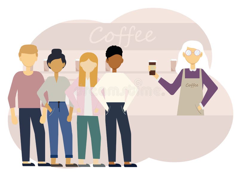Coffee Shop Interior with Counter, Sofa and Table Stock Vector