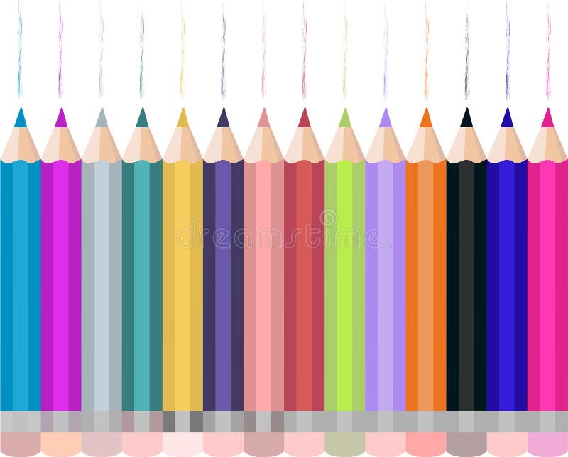 Vector illustration with collection of colored realistic pencils royalty free illustration Vector illustration with collection of colored realistic pencils royalty free illustration