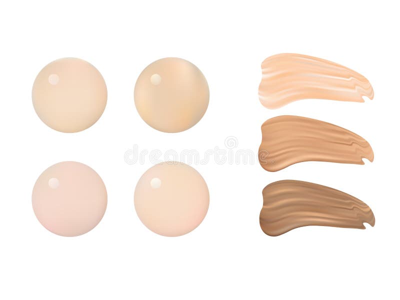 Vector Illustration of Color Shades Palette For Foundation Make Up. Isolated On White Background.