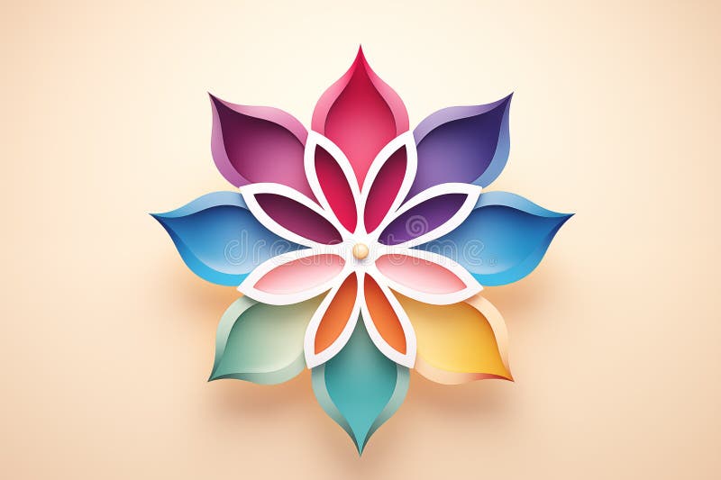 Vector Illustration of Colorful Flower on Beige Background. Stock