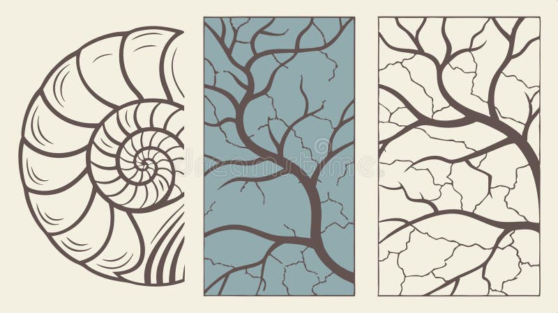 Branch and nautilus shell, nature and geometry vector design Generative AI vector illustration