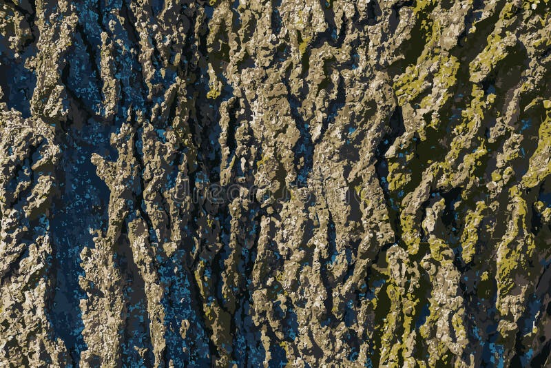 Vector illustration of Common hackberry bark detail - Latin name - Celtis occidentalis vector illustration