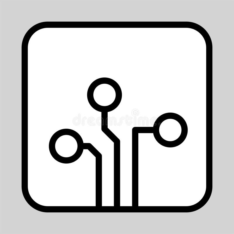 Vector illustration of computer circuit chip icon - Linear style button royalty free illustration