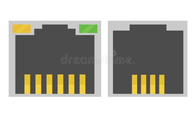 Vector illustration of computer internet sockets, ethernet and t vector illustration