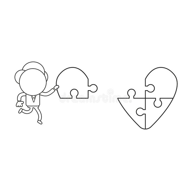 Heart Puzzle Piece Outline Stock Illustrations – 390 Heart Puzzle Piece