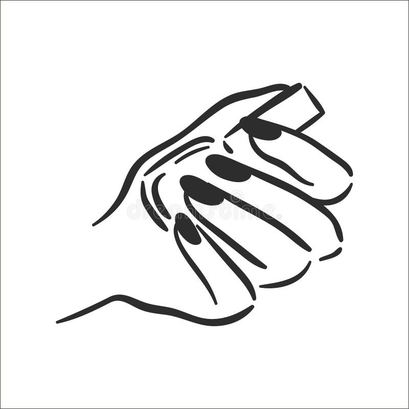 Vector Illustration Concept of Hands with Manicure Icon. Black on White ...
