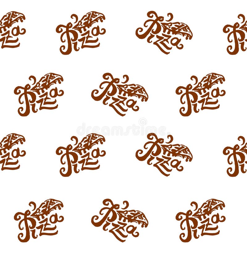Vector illustration concept of Pizza lettering seamless pattern hand drown icon. vector illustration Vector illustration concept of Pizza lettering seamless pattern hand drown icon. vector illustration