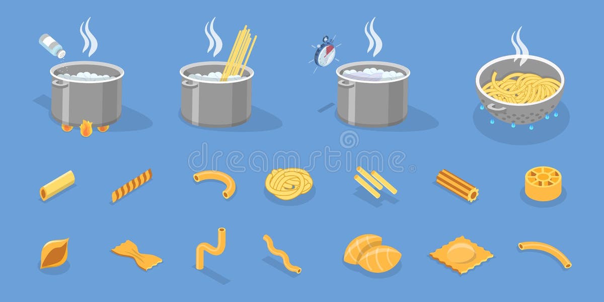 Step Step Recipe Infographic Cooking Pasta Stock Illustrations 24