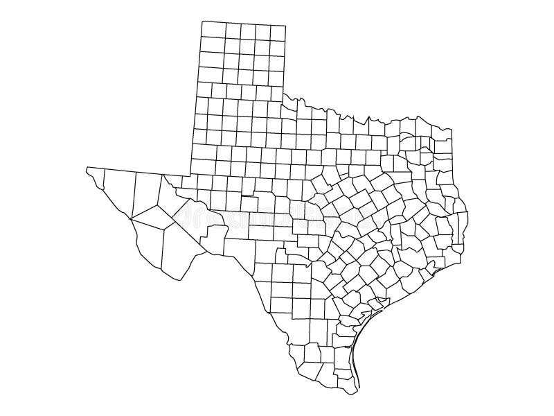 Vector illustration of the Counties Map of US State of Texas royalty free i...