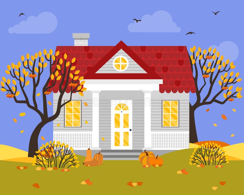 Vector illustration with country house in flat style